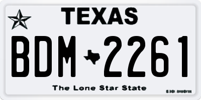 TX license plate BDM2261