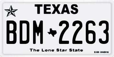 TX license plate BDM2263