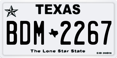 TX license plate BDM2267