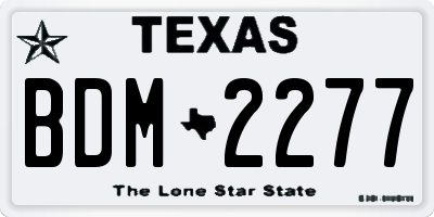 TX license plate BDM2277