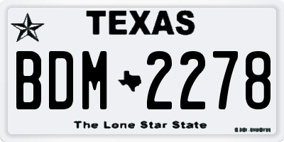 TX license plate BDM2278