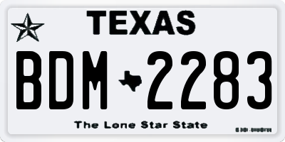 TX license plate BDM2283