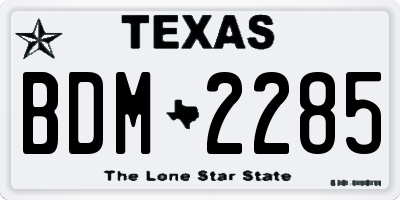 TX license plate BDM2285