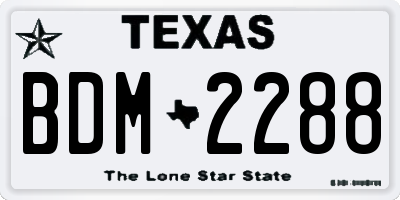 TX license plate BDM2288