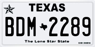 TX license plate BDM2289