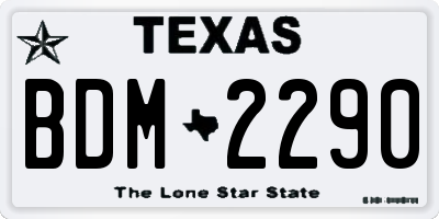 TX license plate BDM2290