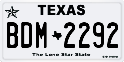 TX license plate BDM2292