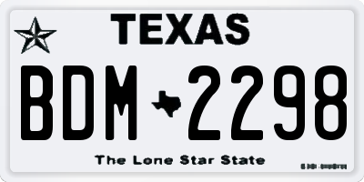 TX license plate BDM2298