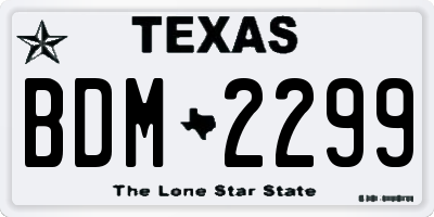 TX license plate BDM2299