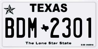 TX license plate BDM2301