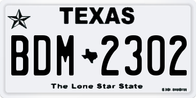 TX license plate BDM2302
