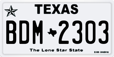 TX license plate BDM2303