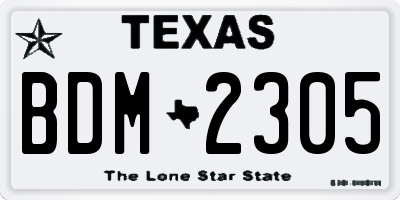 TX license plate BDM2305