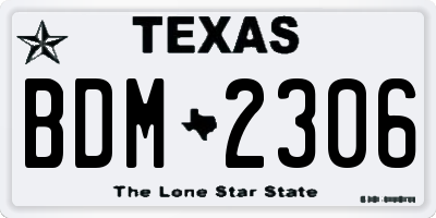 TX license plate BDM2306