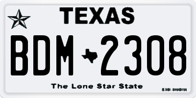 TX license plate BDM2308