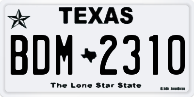 TX license plate BDM2310