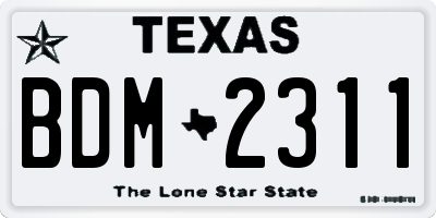 TX license plate BDM2311