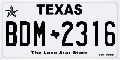 TX license plate BDM2316