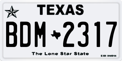 TX license plate BDM2317