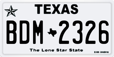TX license plate BDM2326