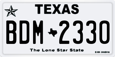 TX license plate BDM2330
