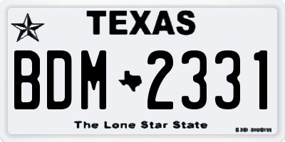 TX license plate BDM2331