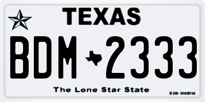 TX license plate BDM2333