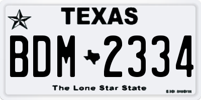 TX license plate BDM2334