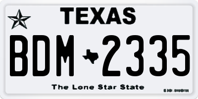 TX license plate BDM2335
