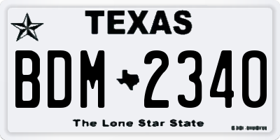 TX license plate BDM2340