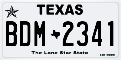 TX license plate BDM2341