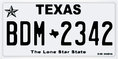 TX license plate BDM2342