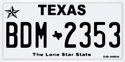 TX license plate BDM2353