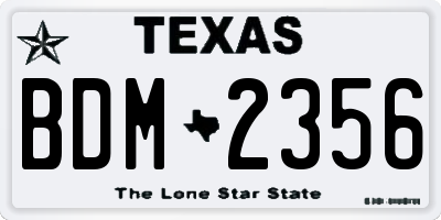 TX license plate BDM2356