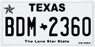 TX license plate BDM2360