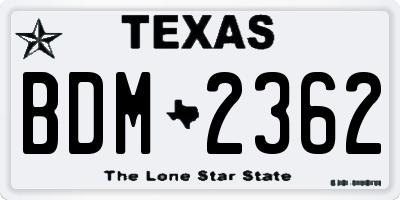 TX license plate BDM2362