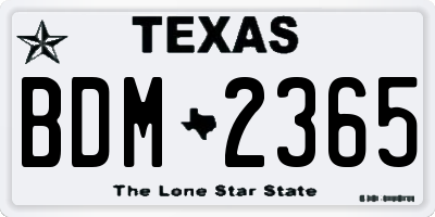 TX license plate BDM2365