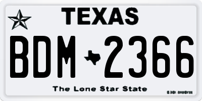 TX license plate BDM2366
