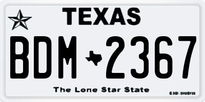 TX license plate BDM2367