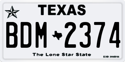 TX license plate BDM2374