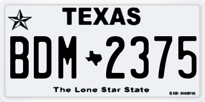 TX license plate BDM2375