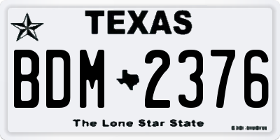 TX license plate BDM2376