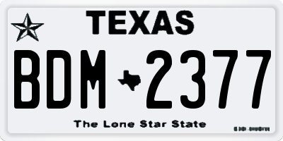 TX license plate BDM2377