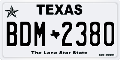 TX license plate BDM2380