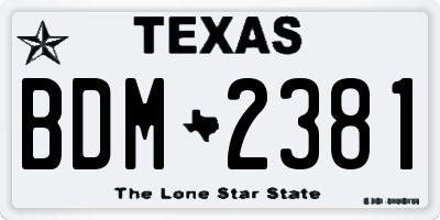 TX license plate BDM2381
