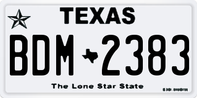 TX license plate BDM2383