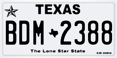 TX license plate BDM2388