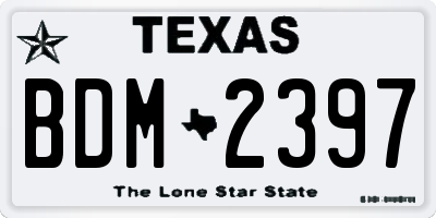 TX license plate BDM2397