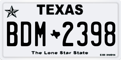TX license plate BDM2398