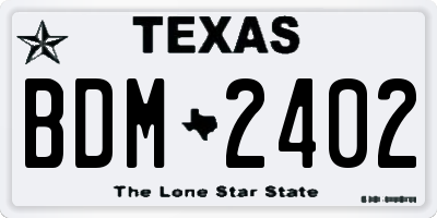 TX license plate BDM2402